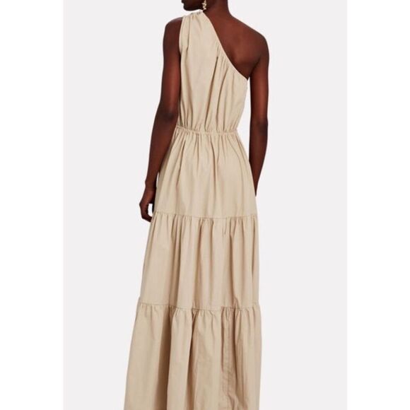 SWF One shoulder Maxi Dress in Tan Vacation Wedding Guest size Brunch S NWT - Picture 2 of 6